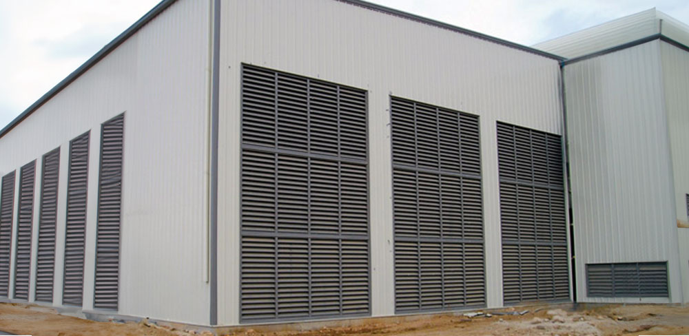 45 degree industrial wall louvers